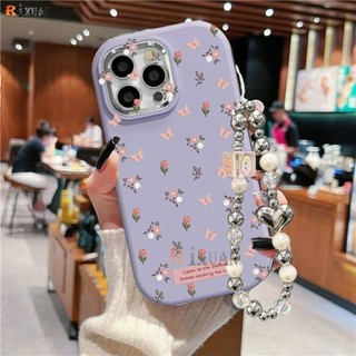 Dành Cho Samsung A15 A54 5G A05S A24 A14 A04 A04E A13 A03S A33 A50 A30S A23 A22 A21S A11 A51 A52 A71 M10 Nghệ Thuật Bướm Hoa Vintage Hoạt Hình Tươi Floret Vòng Tay RIXUAN