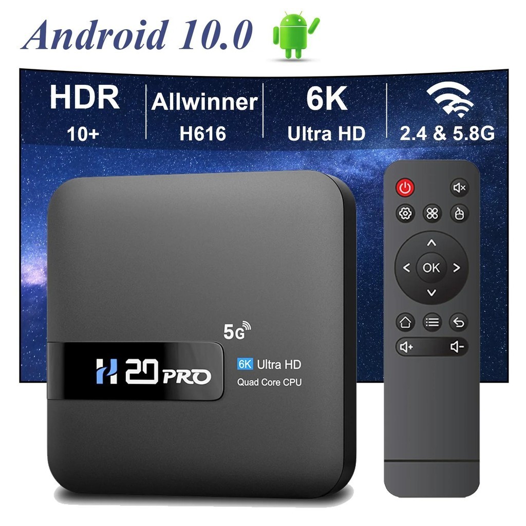 H20pro Smart Android TV Box Android 10.0 16GB 2.4 &amp; 5G WIFI 4K Media Player TV Box Android Play Store Rất nhanh 1080P Set Top Box