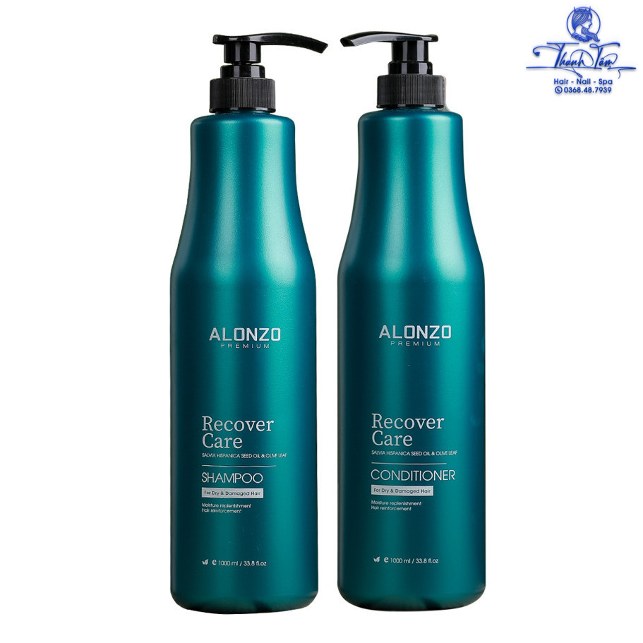 Dầu gội xả Alonzo Recover Care cho tóc khô và hư tổn 1000mlx2 | New 2024 |