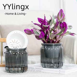 YYlingx Chậu cây thủy canh, Chậu hoa có thể tháo rời tự tưới nước, Bình đựng nước Mini bằng nhựa thời trang