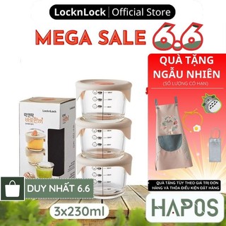 Hộp thủy tinh LocknLock có nắp đựng thức ăn dặm, cháo cho bé có chia vạch LLG542S3 840ml LLG508 230ml - HAPOS OFFICIAL