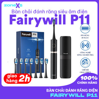 Bàn chải đánh răng siêu âm điện Fairywill P11 kèm 8 đầu bàn chải thay thế, pin sử dụng 30 ngày