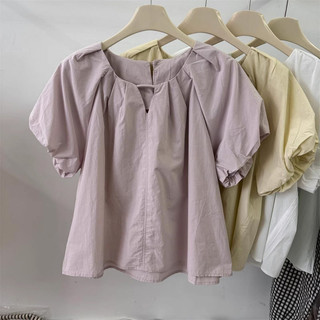 Pháp Retro Đèn Lồng Tay Ngắn Nữ Mùa Hè 2024 Phong Cách Mới Rời Sang Trọng Thời Trang Top Đẹp Nhỏ Áo Sơ Mi