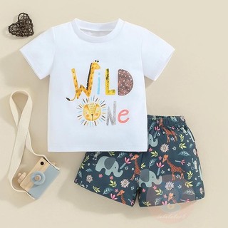 Laa6-bộ quần Short in hình động vật cho bé trai