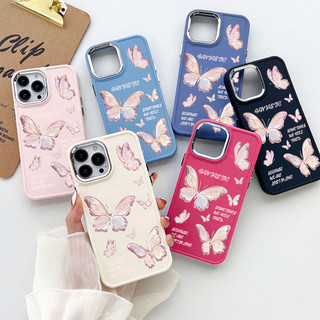 Ốp Điện Thoại Mềm Bướm Màu Hồng Tương Thích Cho IPhone 11 12 15 14 13 Pro XS Max X XR 8 Plus 7 + Vỏ TPU Nút Độc Lập Bảo Vệ Vỏ Chống Sốc Bảo Vệ Camera
