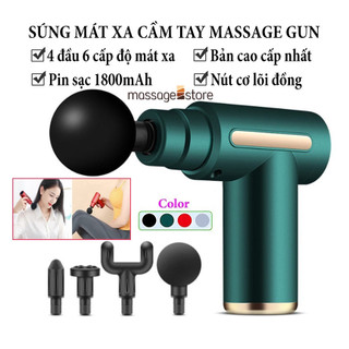Súng massage cầm tay fascial gun 4 đầu 6 cấp độ máy massage mini, máy mát xa cầm tay, súng mát xa gia dụng giá rẻ số 1