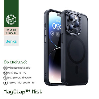 Ốp lưng siêu mỏng benks magclap™ mist viền tpu dẻo mặt lưng pc mờ chống vân tay cho ip 14 15 pro max
