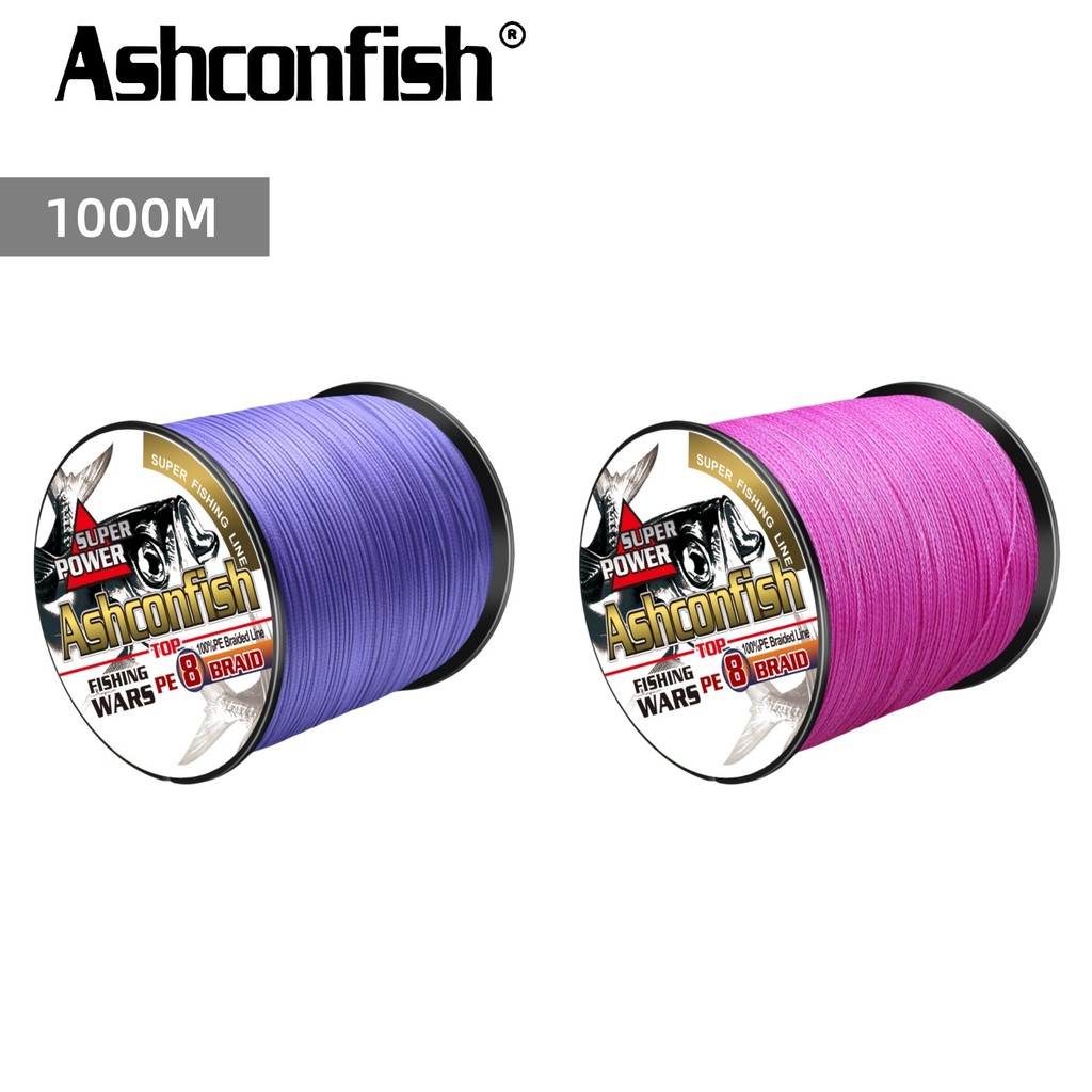 Ashconfish 8 Sợi 1000M Dây Câu Bện X8 PE Màu Tím Hồng