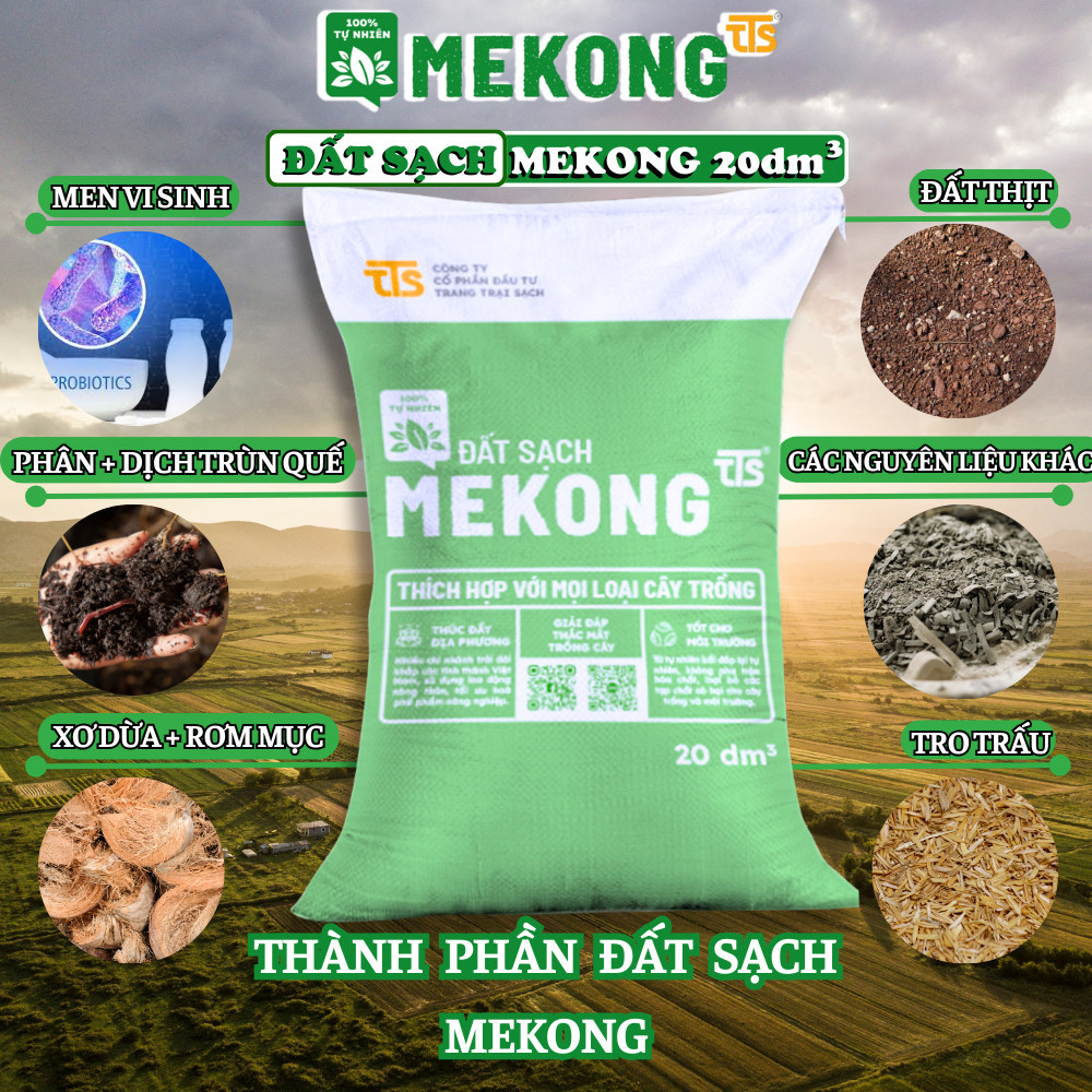 Đất sạch hữu cơ (bao 20dm3) MEKONG TTS  | Nông nghiệp Thảo Như