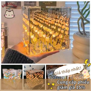 Đèn ngủ trang trí LED HIGHVIEWLS, Đèn ngủ hoa Tulip thủ công Acrylic, 21 bông hoa không bao gồm túi quà tặng Magic Cube Mirror Light Quà tặng sinh nhật