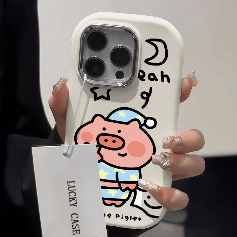Ốp Điện Thoại Hình Chú Heo Dễ Thương Hoạt Hình Tương Thích Với IPhone 16 Pro Max 15 14 13 12 11 X XR