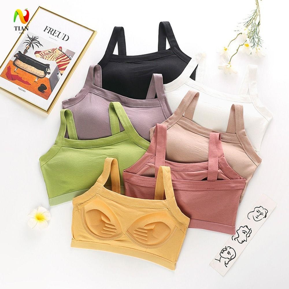 Tian Xe Tăng Crop Top Push Up Áo Ngực Vest Thời Trang Không Tay Có Miếng Lót Ngực Làm Đẹp Lưng Không Vòng Thép Cho Bé Gái Cho Nữ Quấn Ngực