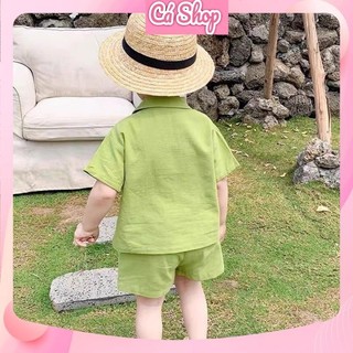 Xả Bộ đũi trơn cổ vest cho bé
