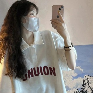 Yuewenpolo Áo Sơ Mi Ve Áo Nữ Nửa Tay Rời Trắng Tay Ngắn