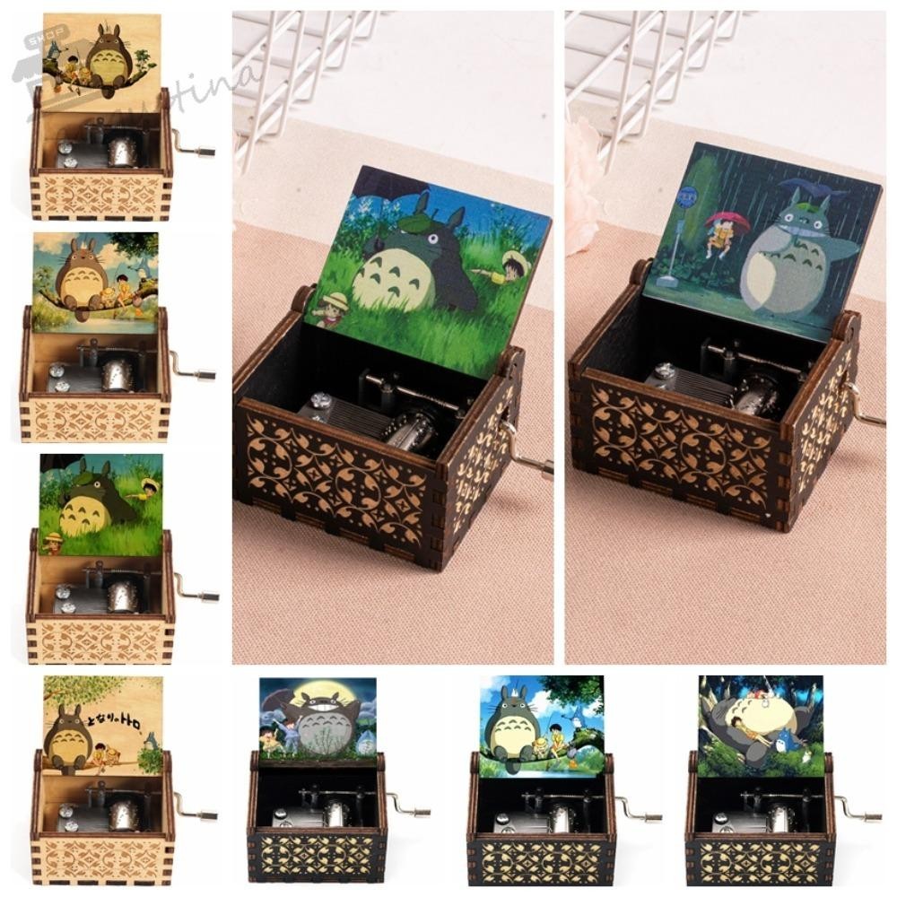 Augustina Totoro Hộp nhạc quay tay bằng gỗ, Hộp nhạc Totoro họa tiết khắc đầy màu sắc, Tonari No Totoro Phim hoạt hình Anime Retro Totoro Hộp nhạc sinh nhật