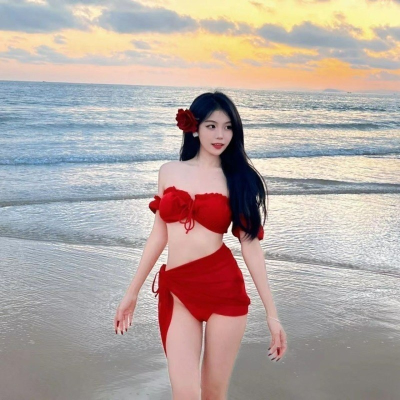 Đồ Bơi Nữ Gợi Cảm Tay Phồng Bikini Ba Mảnh Đồ Bơi Kỳ Nghỉ Du Lịch Phiên Bản Hàn Quốc Ins Thời Trang Đi Biển Bơi Bikini Bộ | BigBuy360 - bigbuy360.vn