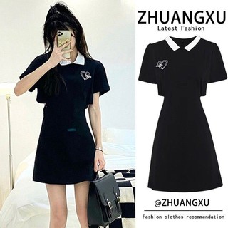 Váy Polo Dệt Kim Phong Cách Học Đường Dáng Nhỏ Khí Chất Màu Đen Tôn Dáng Váy Ngắn Mẫu Mới Mùa Hè