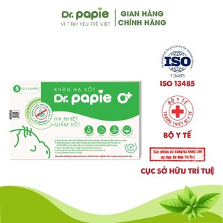 Khăn Lau Hạ Sốt Dr Papie 0M+ Thải Nhiệt Hạ Sốt Chuẩn Nhi Khoa, Ngăn Ngừa Co Giật Cho Bé Hộp 5 Gói x 5 Khăn/Gói