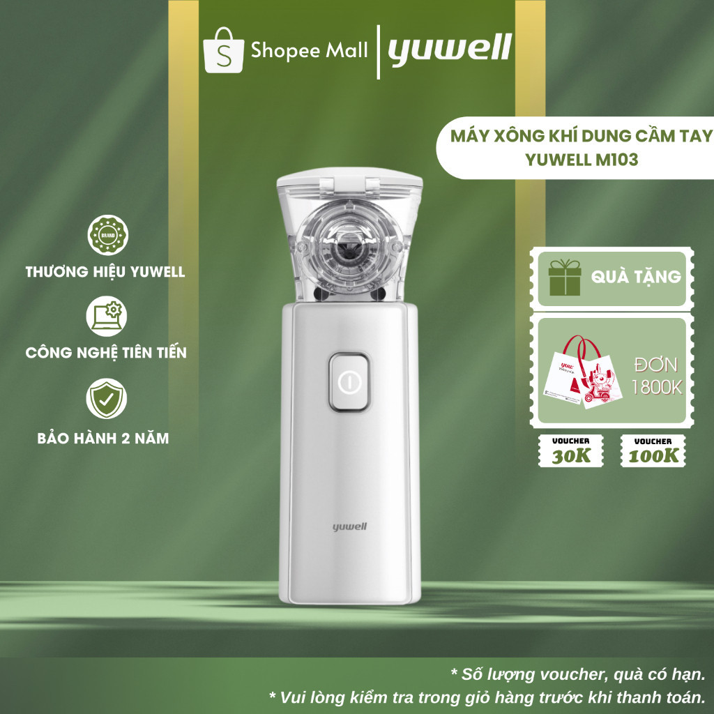 Máy Xông Khí Dung, Xông Mũi Họng Cầm Tay Yuwell M103 - Hỗ Trợ Viêm Phổi, Viêm Phế Quản, Viêm Xoang -