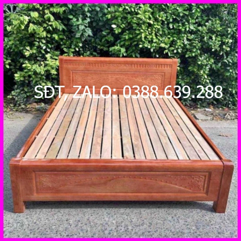 Giường gỗ sồi cao cấp gọn gàng, giường nằm ngủ gỗ đương nhiên 1m6x2m, 1m8x2m - bh 12