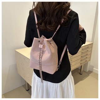 Cảm giác nâng cao của cá tính Pháp xích macaroon ba lô sức chứa lớn thời trang dây rút túi xô túi đeo vai đôi phong cách nước ngoài