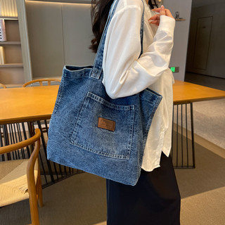 Túi Tote Dệt Denim Túi Đeo Vai Dung Tích Lớn Cho Bé Gái Kỳ Nghỉ Giải Trí Đi Biển Túi Bảo Quản Túi Xách