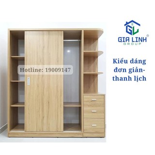 Tủ áo cánh lùa 3 hộc ngoài - gỗ mdf phủ melamine