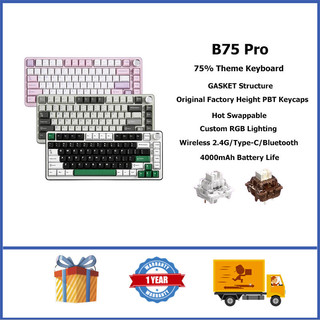 Bàn phím cơ không dây yunzii b75 pro 75% gasket rgb bàn phím tùy chỉnh có thể hoán đổi nóng có núm