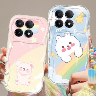 Ốp Điện Thoại Chống Sốc Đáng Yêu Xiaomi Redmi Note 13 Pro 4G 5G Note 13R 13 Pro Plus Note 13 Pro + 5G Poco M6 X6 Pro 4G Poco X6 Neo 5G K70E Ốp Mềm Trong Suốt Có Vòng Tay Kem
