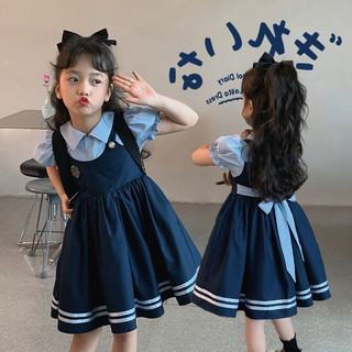Váy bé gái 2024 Váy công chúa tay phồng phong cách Preppy