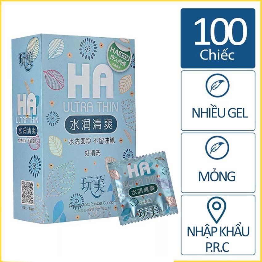 Bao cao su Ha Ultra Thin siêu mỏng, nhiều gel bôi trơn, nội địa TQ - ( có phân loại lẻ)