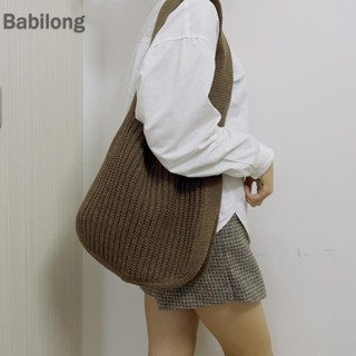  Túi Tote nữ dệt kim cổ điển Túi xách mua sắm đeo vai nữ dung tích lớn