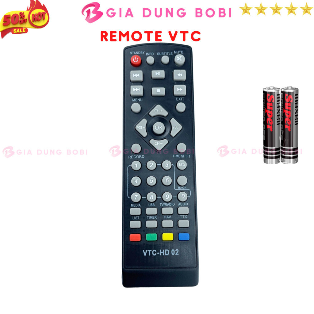SKU34 - Remote điều khiển đầu KTS mặt đất VTC HD02, điều khiển tivi truyền hình vệ tinh VTC T205
