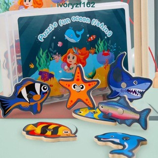 Bộ đồ chơi câu cá IVORYZF, Đồ chơi câu cá bảng chữ cái Marine Life, Trò chơi câu cá bằng gỗ hoạt hình vui nhộn an toàn cho trẻ em / trẻ em / trẻ mới biết đi