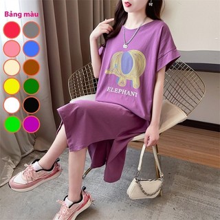 Váy thun cotton in hình voi bé tính khí họa tiết trước sau mới thời trang giản dị TTDSA0160