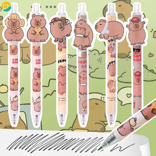 3 Mực Đen 0.5 Mm Happy Capybara Gel Bút Đồ Dùng Văn Phòng Học Tập / Anime Nhật Bản Dễ Thương Pufferfish Press Bút Trung Lập Viết Văn Phòng Phẩm
