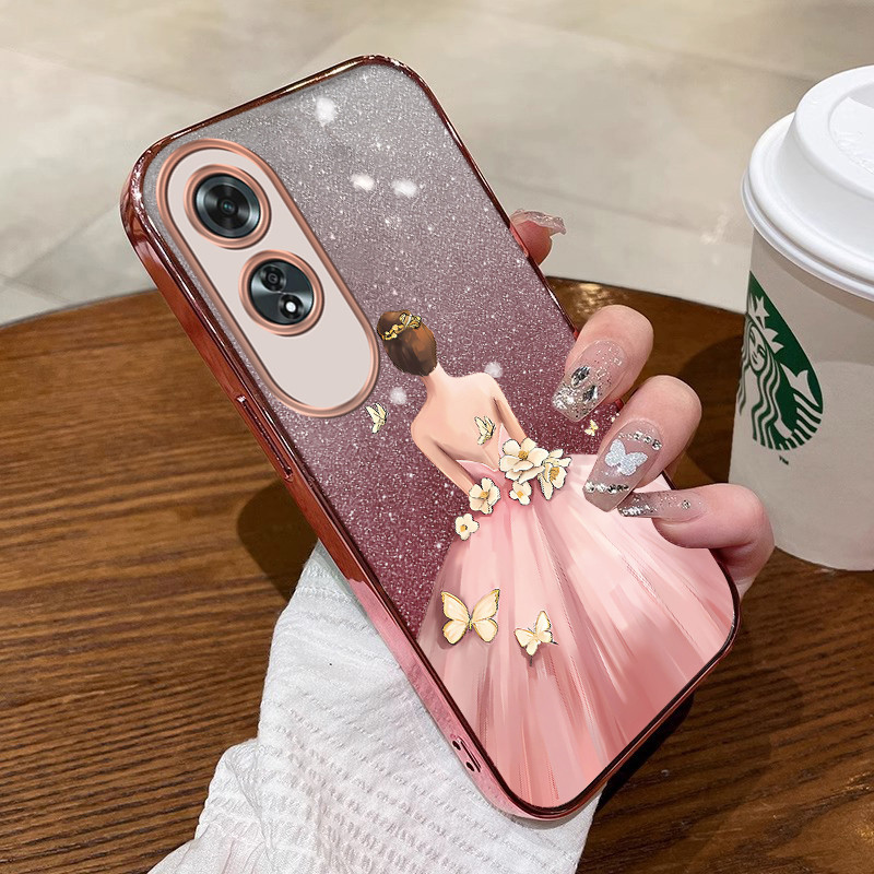 ốp lưng oppo A60 Ốp điện thoại oppo A60 có viền vàng mềm bóng trong suốt giảm xóc bảo vệ SFBYNS