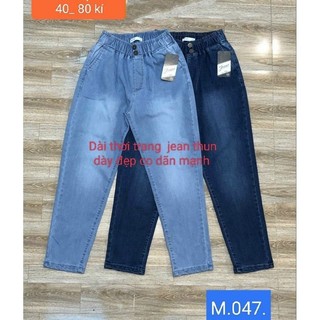 Quần dài jean nữ, quần jean lưng thun co giãn ống ôm vải dày đẹp thời trang