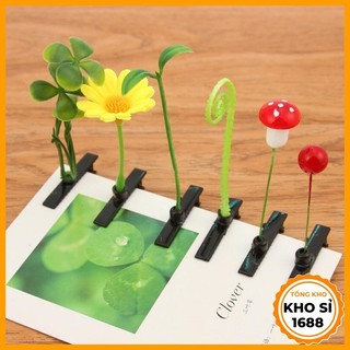 Kẹp tóc hình cỏ xanh nhỏ dễ thương cho bé gái, kẹp tóc hình cây mầm non và hoa, phụ kiện kẹp tóc cho nữ E1926
