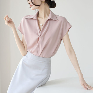 Áo sơ mi ngắn tay Niche phong cách Pháp dành cho nữ mùa hè Thiết kế dây chuyền ngọc trai xoắn chuyên nghiệp hàng đầu