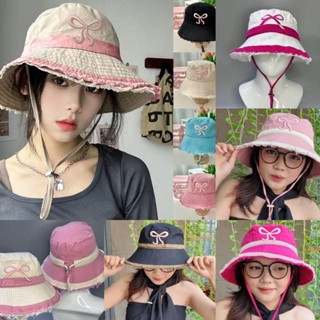 Mũ Bucket Tua Rua Thêu Nơ Nón Tai Bèo Vành Rộng Chống Nắng Kèm Dây Nam Nữ nhiều màu mã 02