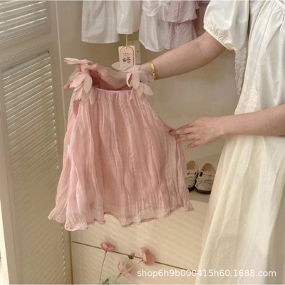 Váy Voan 2 Dây Vai Hoa Màu Hồng Cho Bé Gái 1 2 3 4 5 Tuổi MINTSCLOSET Quảng Châu - GV0418