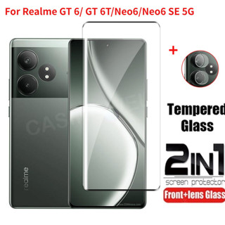 Realme GT6 5G 2024 2in 1 Bảo Vệ Màn Hình Cho Realme GT Neo 6 6GT GT6 RealmeGT6 Neo6 SE 6T 4G 5G 2024 Full Cover Phim Phía Trước Mặt Sau Bảo Vệ Ống Kính Kính Cường Lực