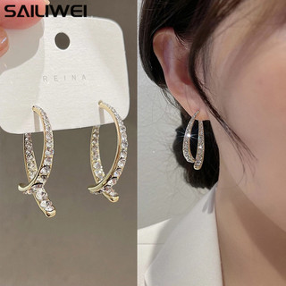 Bông tai hợp kim đính đá xinh xắn thời trang cho nữ
