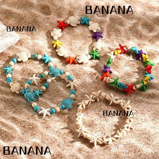 Banana1 Vòng tay quyến rũ sao biển, Vòng tay vỏ rùa bãi biển có thể điều chỉnh, Vòng tay sao biển bện nhiều màu