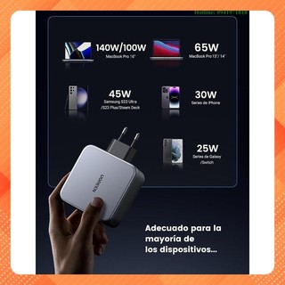 Củ sạc nhanh Nexode 140W GaN PD3.1, 2 USB Type-C và 1 USB Type-A Ugreen 90549 cao cấp (EU)