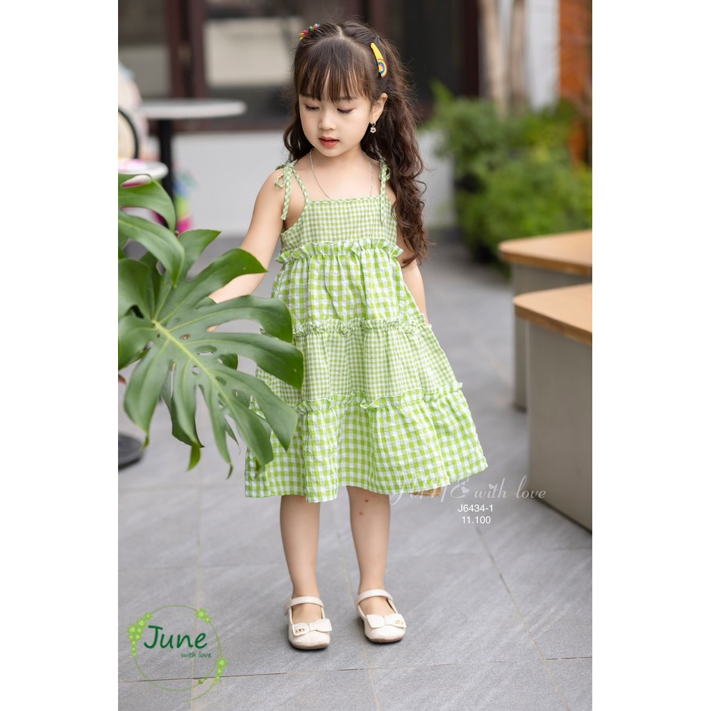 Váy 2 dây June kẻ caro 2 màu vàng/xanh (31075)