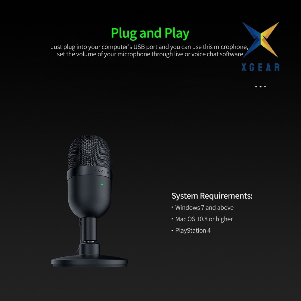 Micro Razer Seiren V3 Mini | Ultra-Compact USB Microphone | Supercardioid | Tap-To-Mute | Giảm Xóc Tích Hợp - XGear | BigBuy360 - bigbuy360.vn