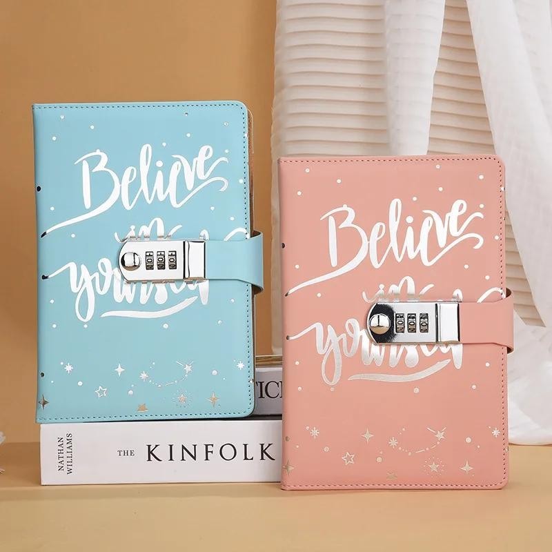 Mật Khẩu Notebook A5 Phong Cách Châu Âu Notepad Có Khóa Văn Phòng Kinh Doanh Văn Phòng Phẩm Nhật Ký 