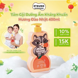 Sữa Tắm Gội ETSUKO Hương Momo Đào Nhật 400ml Dưỡng Ẩm Dịu Nhẹ Kháng Khuẩn Bảo Vệ Cho Bé, An Toàn Cho Da Nhạy Cảm